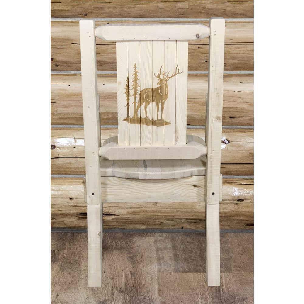 Homestead Collection Captain's Chair w/ Laser Engraved Elk Design, Clear Lacquer Finish. Picture 7