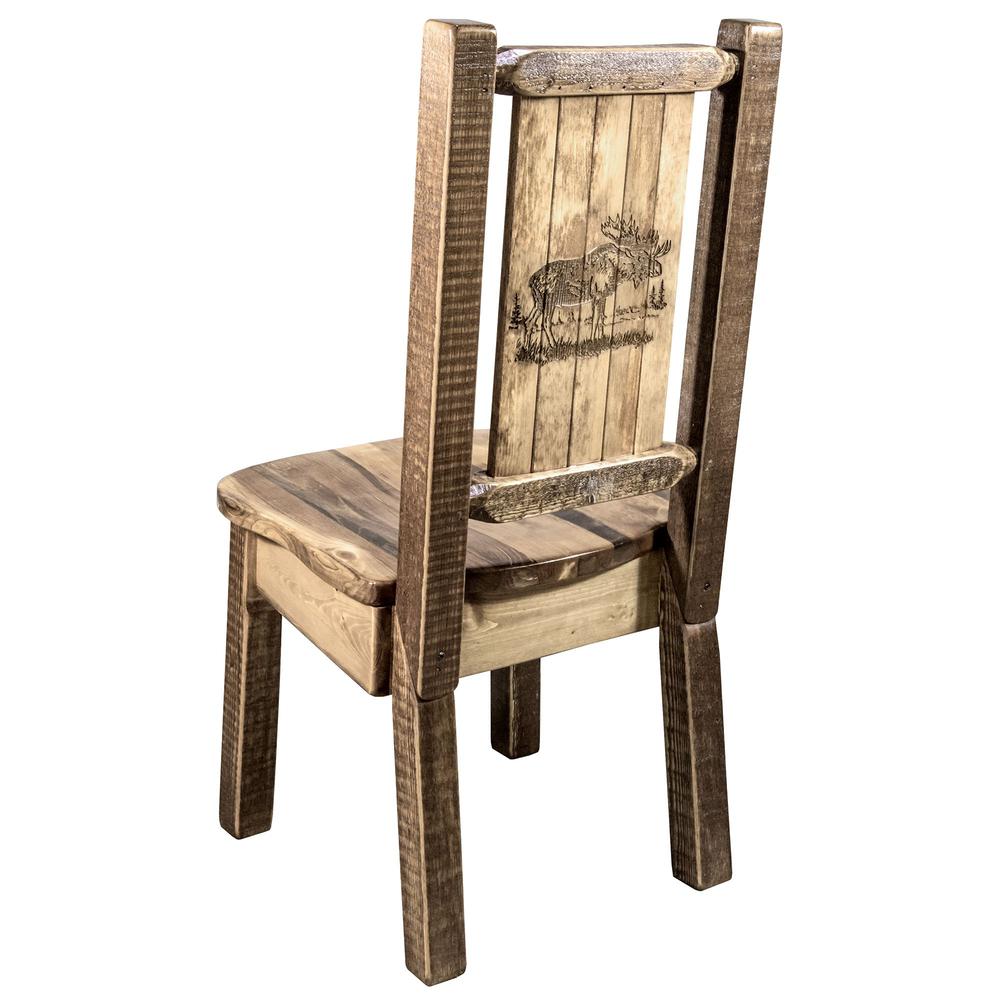 Homestead Collection Side Chair w/ Laser Engraved Moose Design, Stain & Lacquer Finish. Picture 1