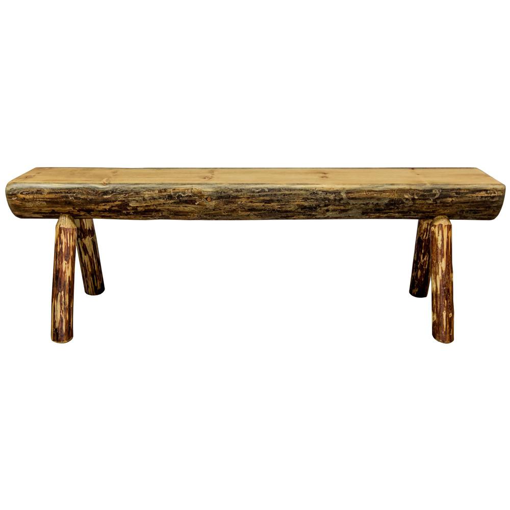 Glacier Country Collection Half Log Bench, Exterior Stain Finish, 4 Foot. Picture 2