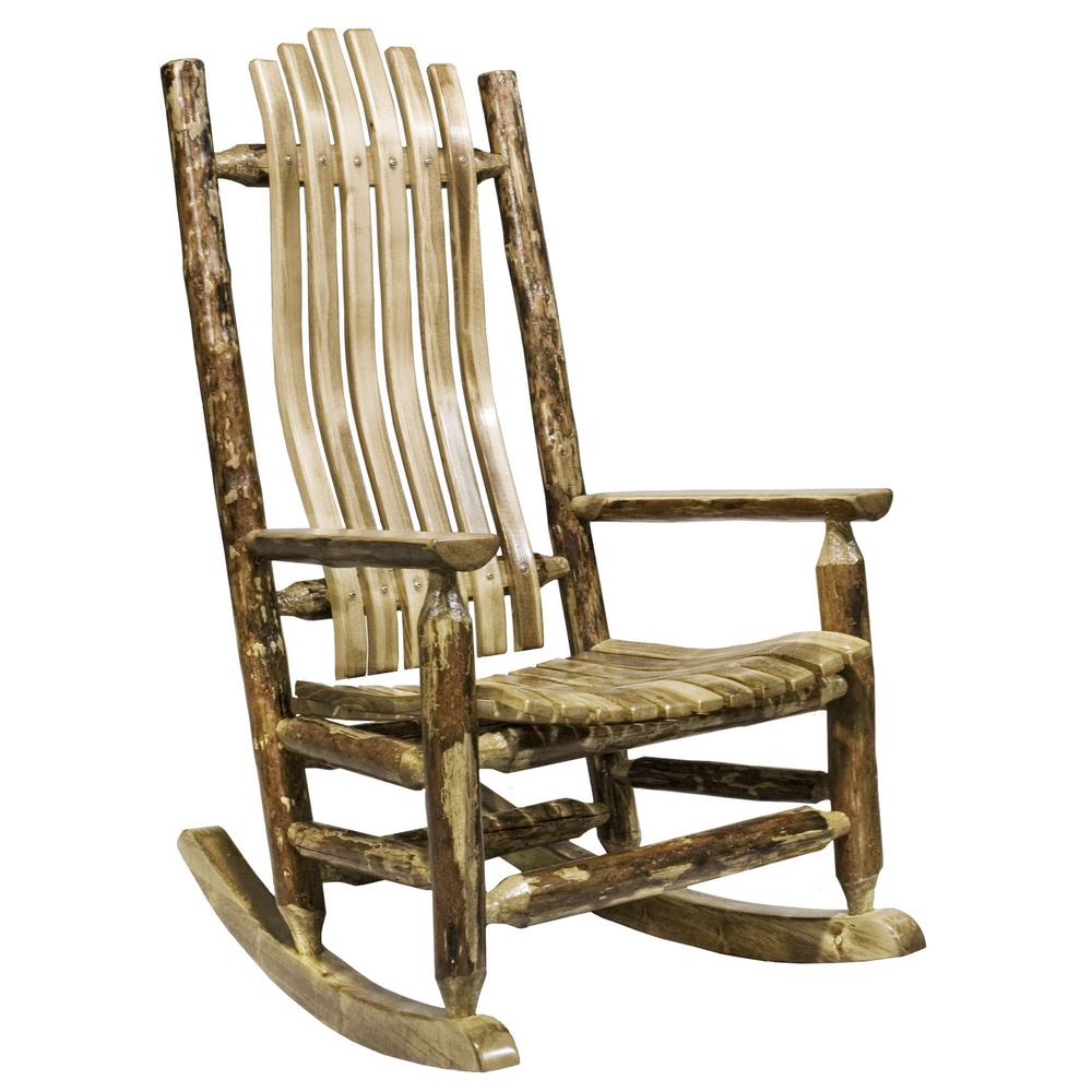 Glacier Country Collection Adult Log Rocker. Picture 1