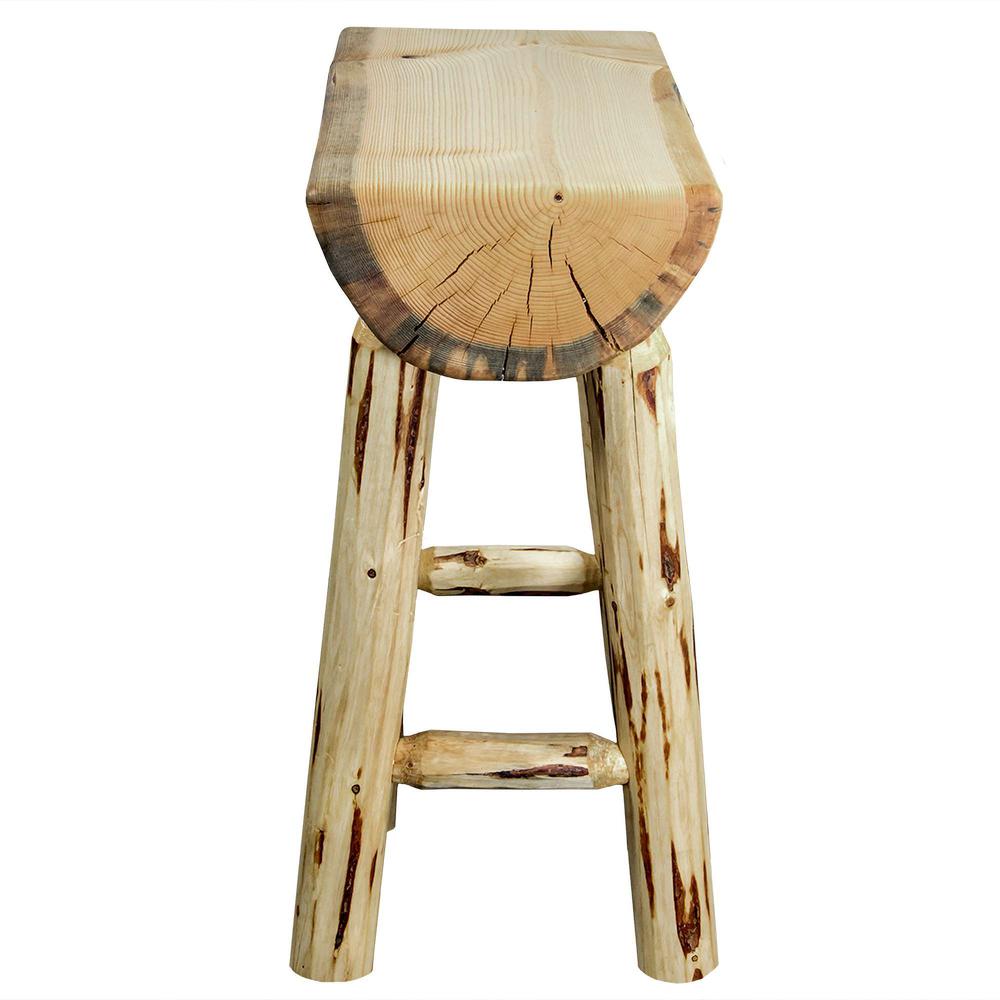 Montana Collection Counter Height Half Log Barstool w/ Exterior Finish. Picture 3