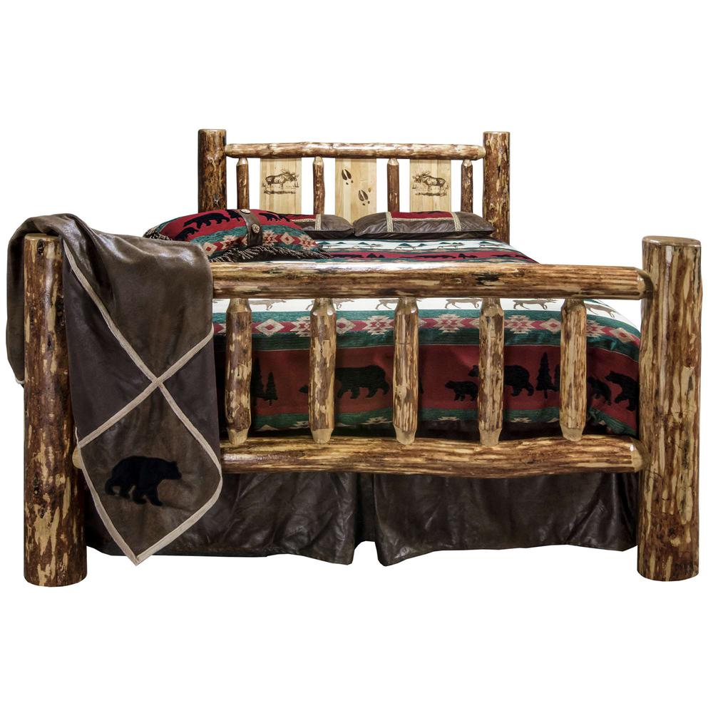 Glacier Country Collection Full Bed w/ Laser Engraved Moose Design. Picture 2