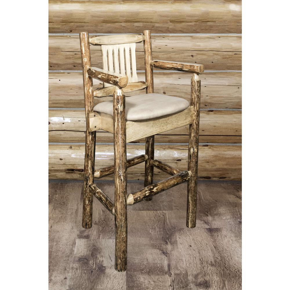Glacier Country Collection Captain's Barstool - Buckskin Upholstery. Picture 3