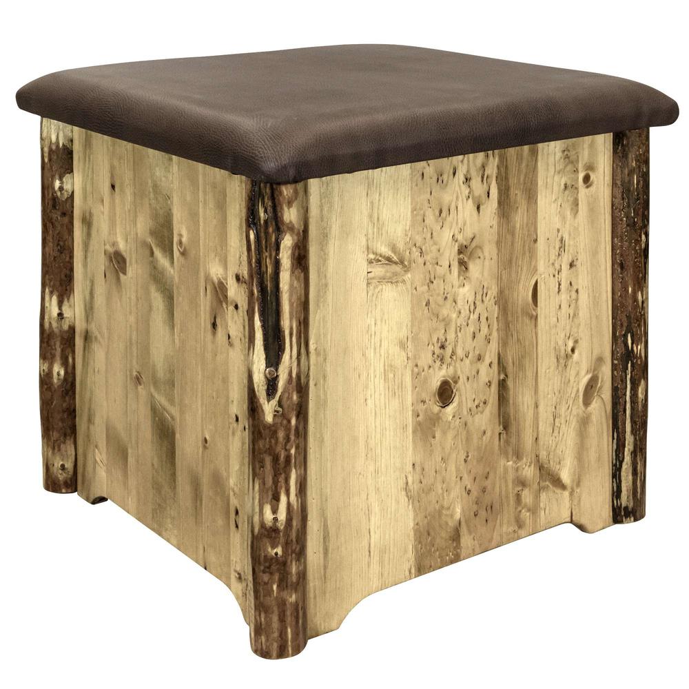 Glacier Country Collection Upholstered Ottoman w/ Storage, Saddle Upholstery. Picture 1
