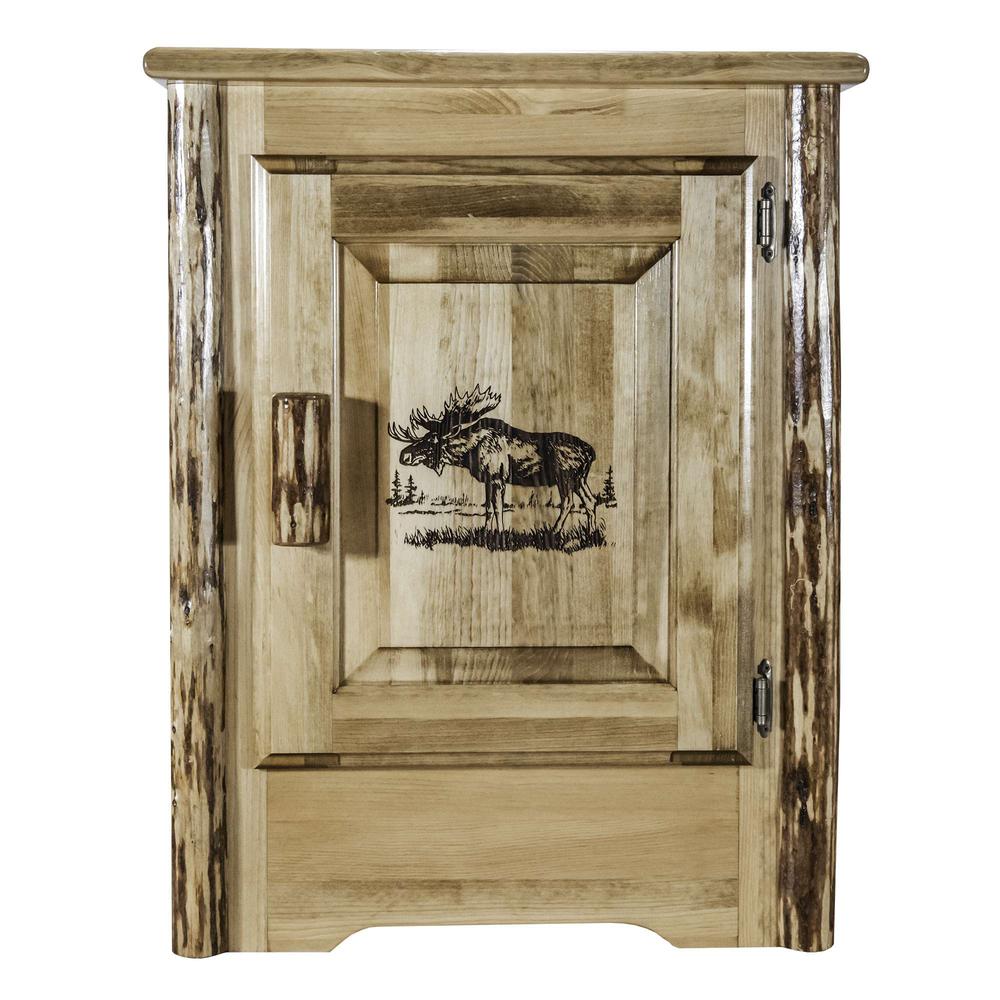 Glacier Country Collection Accent Cabinet w/ Laser Engraved Moose Design, Right Hinged. Picture 2