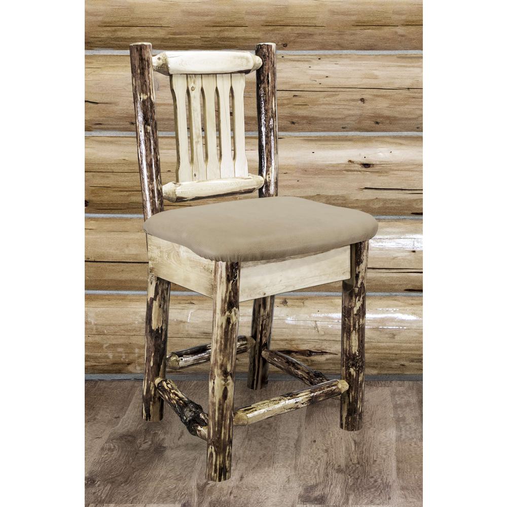 Glacier Country Collection Counter Height Barstool w/ Back & Swivel - Buckskin Upholstery. Picture 3