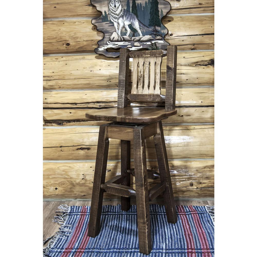 Homestead Collection Barstool w/ Back & Swivel, Stain & Clear Lacquer Finish. Picture 4