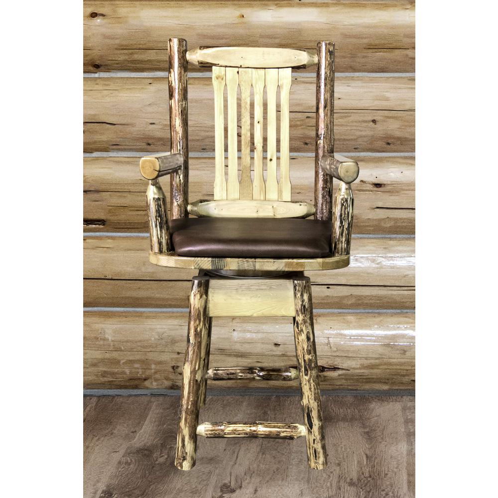 Glacier Country Collection Counter Height Swivel Captain's Barstool - Saddle Upholstery. Picture 6
