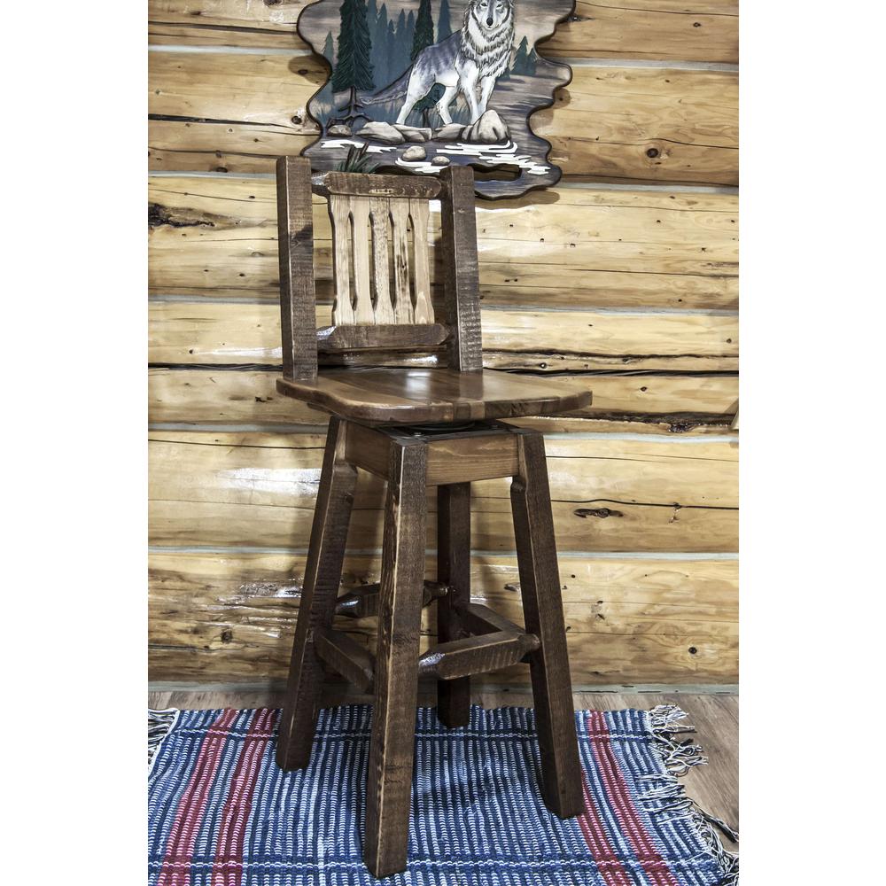 Homestead Collection Barstool w/ Back & Swivel, Stain & Clear Lacquer Finish. Picture 3
