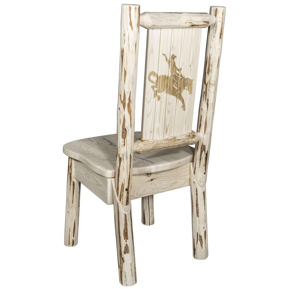Montana Collection Side Chair w/ Laser Engraved Bronc Design, Clear Lacquer Finish. Picture 1