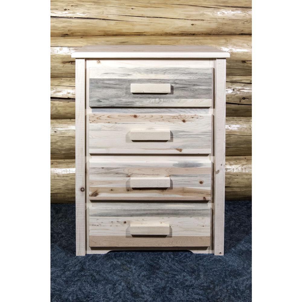 Homestead Collection 4 Drawer Chest of Drawers, Clear Lacquer Finish. Picture 4