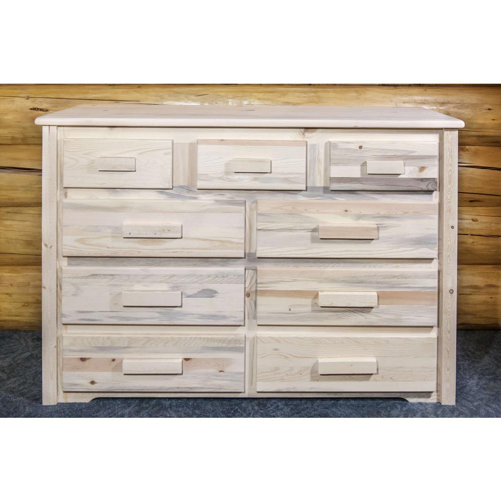 Homestead Collection 9 Drawer Dresser, Clear Lacquer Finish. Picture 5