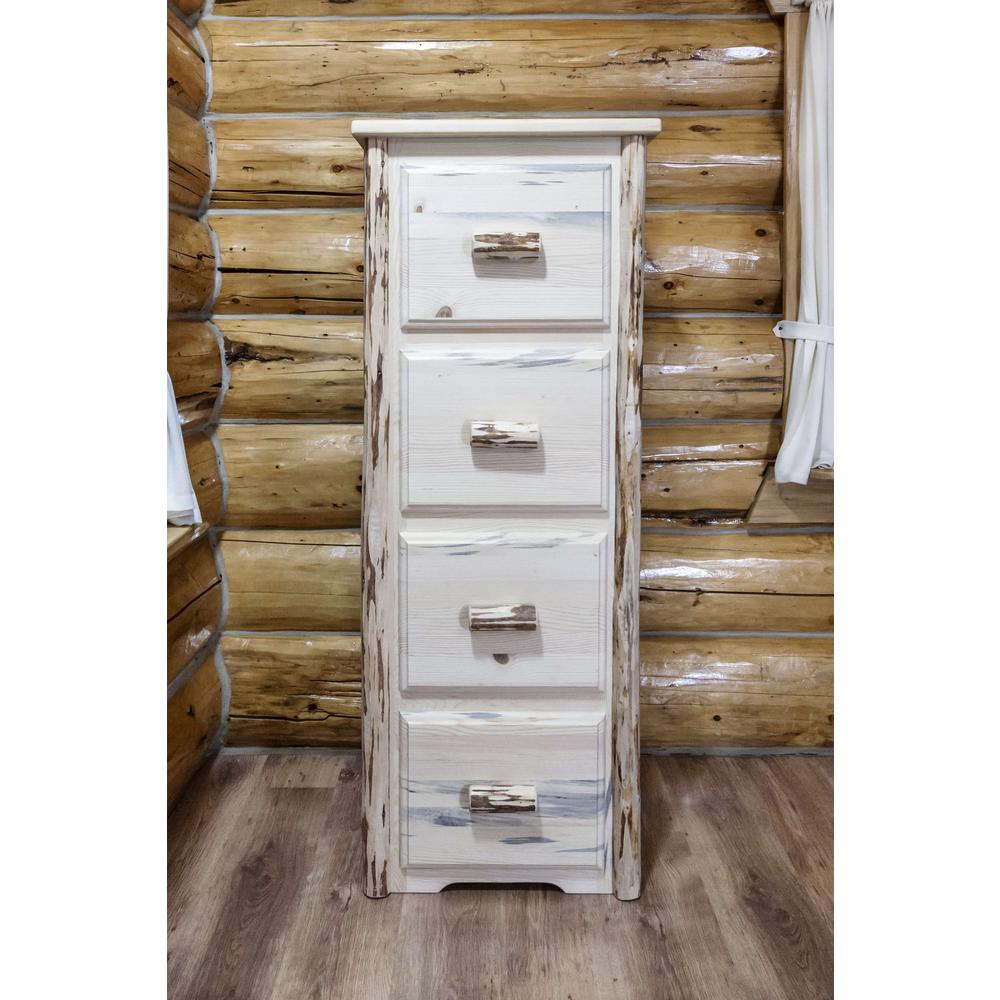 Montana Collection 4 Drawer File Cabinet, Clear Lacquer Finish. Picture 3