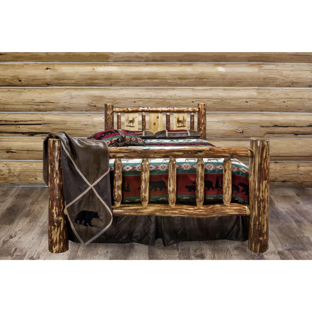 Glacier Country Collection California King Bed w/ Laser Engraved Elk Design. Picture 10