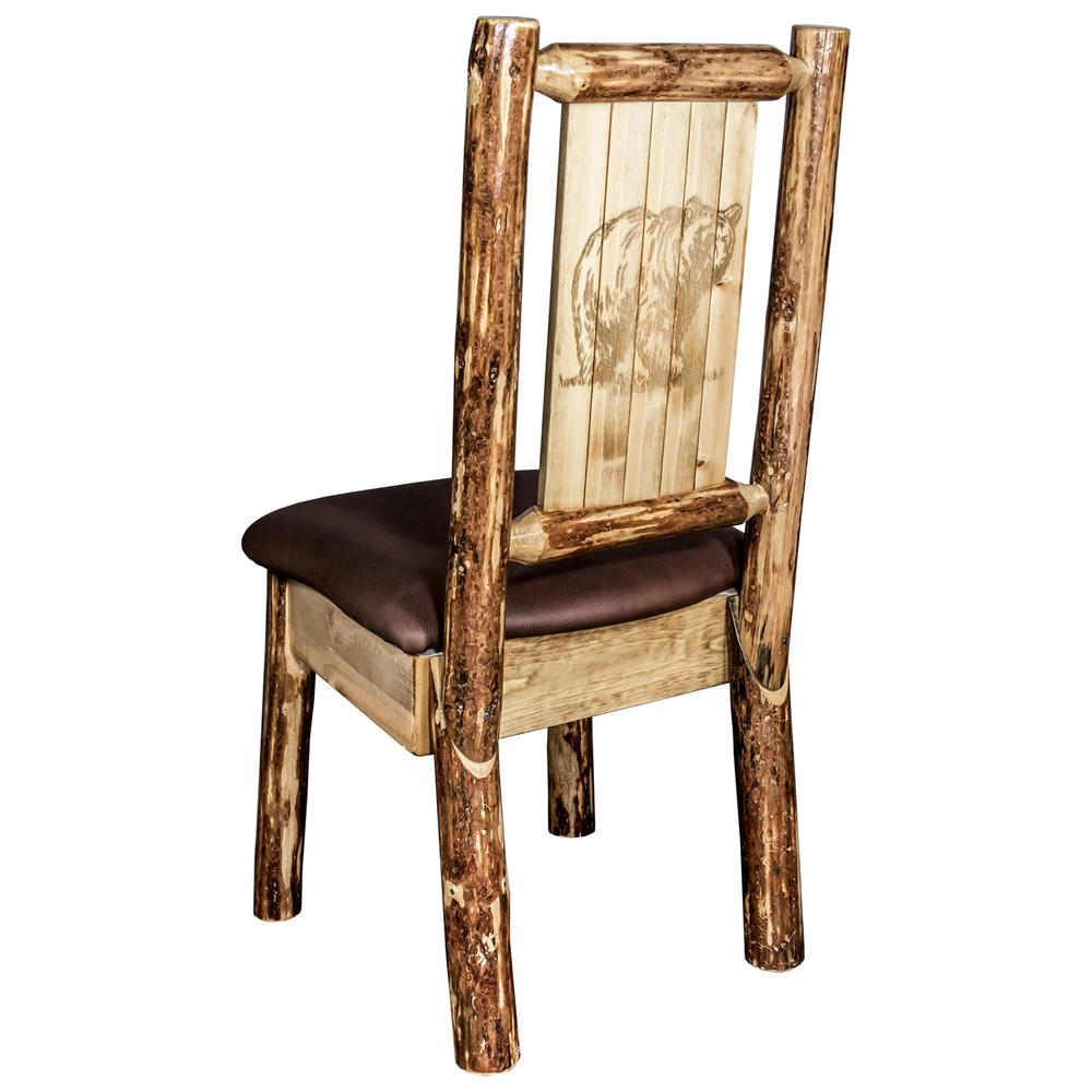 Glacier Country Collection Side Chair - Saddle Upholstery, w/ Laser Engraved Bear Design. Picture 1