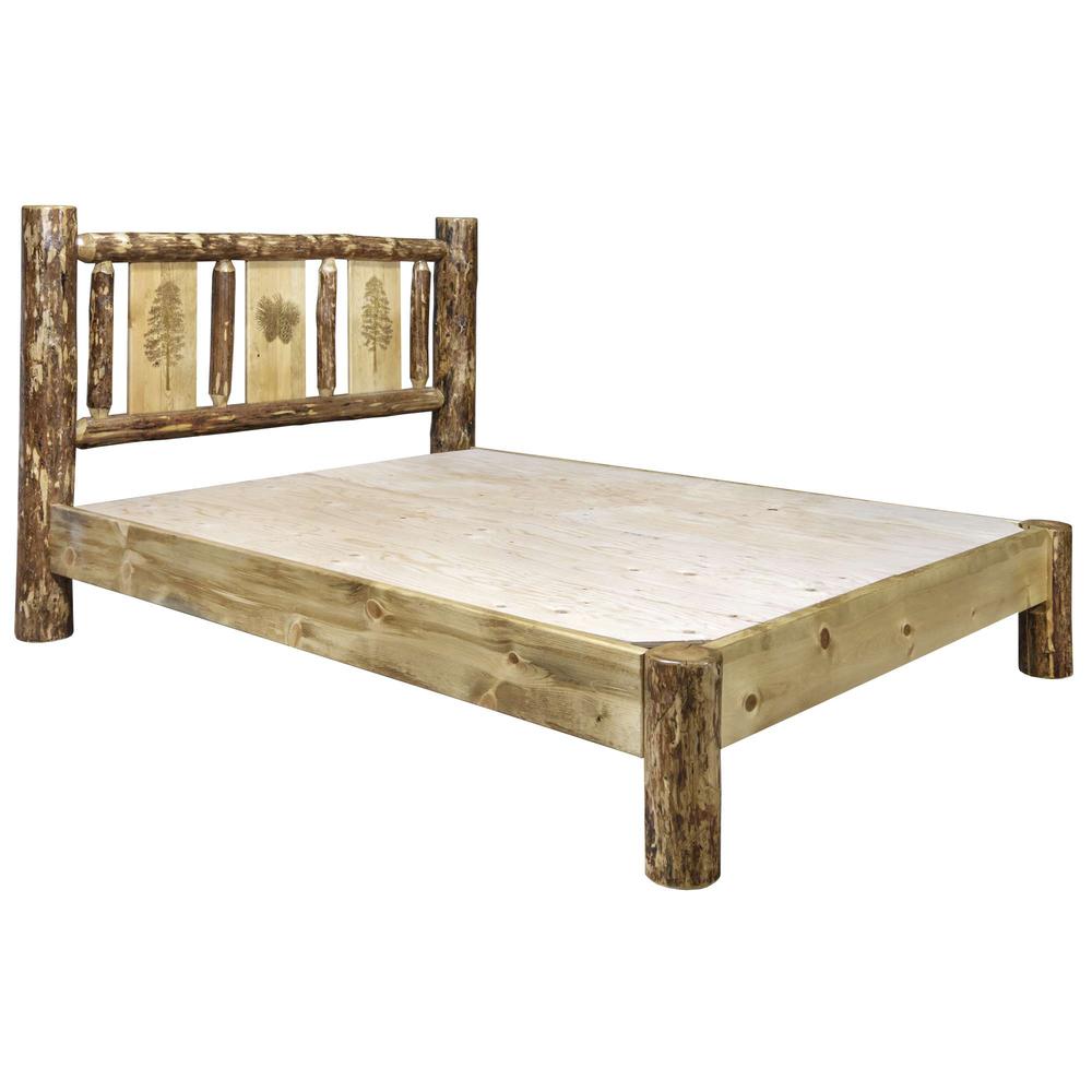 Glacier Country Collection Twin Platform Bed w/ Laser Engraved Pine Tree Design. Picture 5