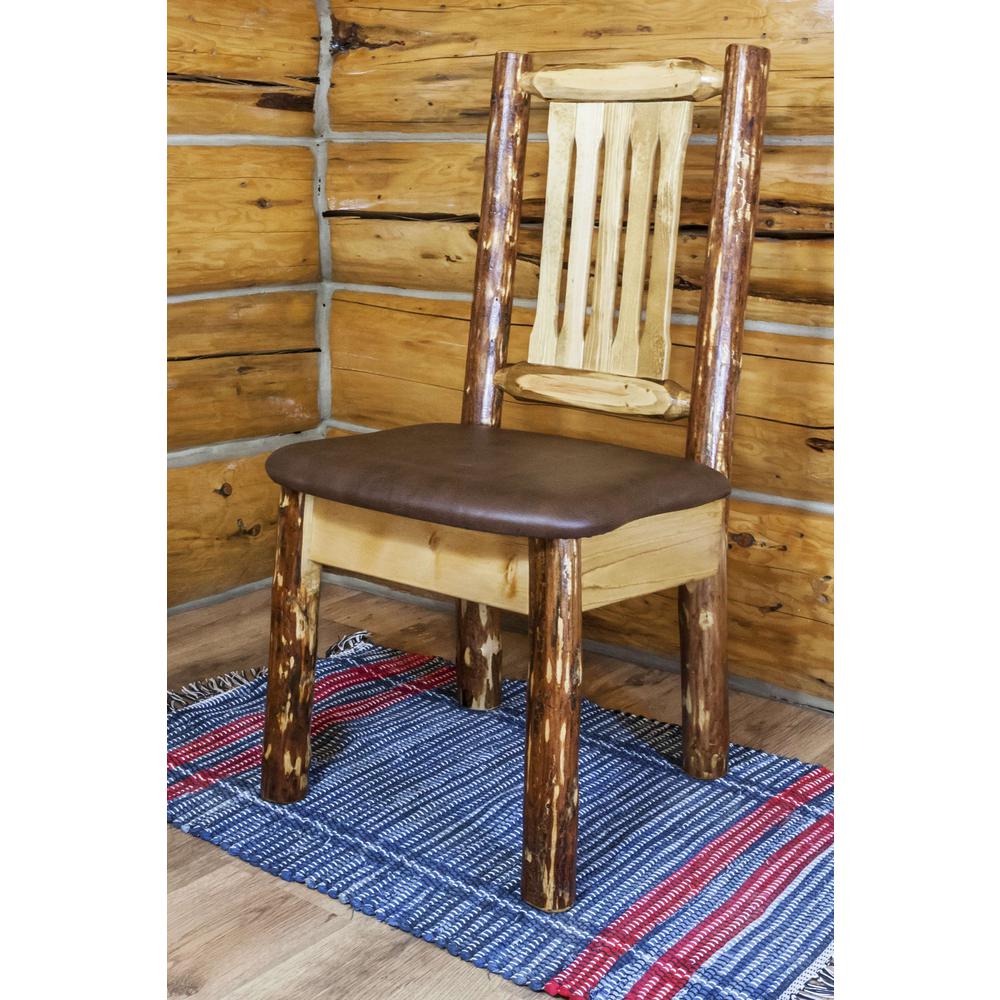 Glacier Country Collection Side Chair w/ Upholstered Seat, Saddle Pattern. Picture 3