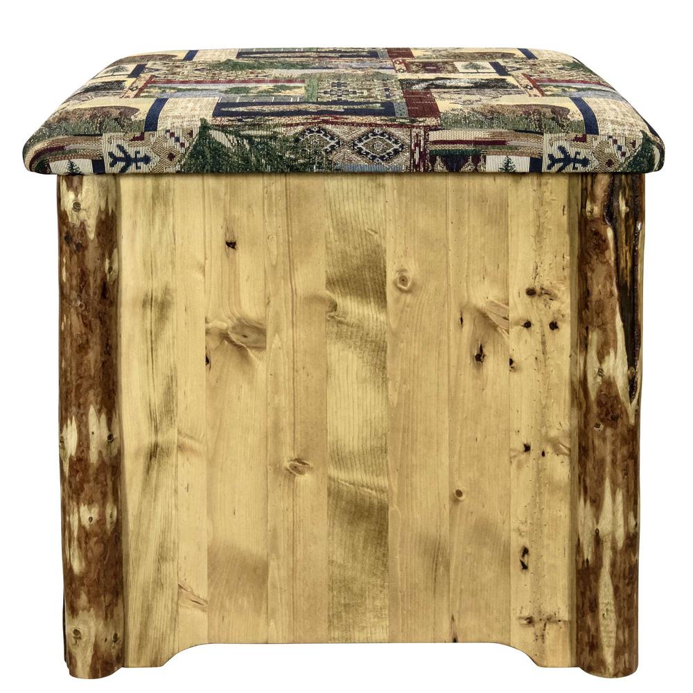 Glacier Country Collection Upholstered Ottoman w/ Storage, Woodland Upholstery. Picture 2