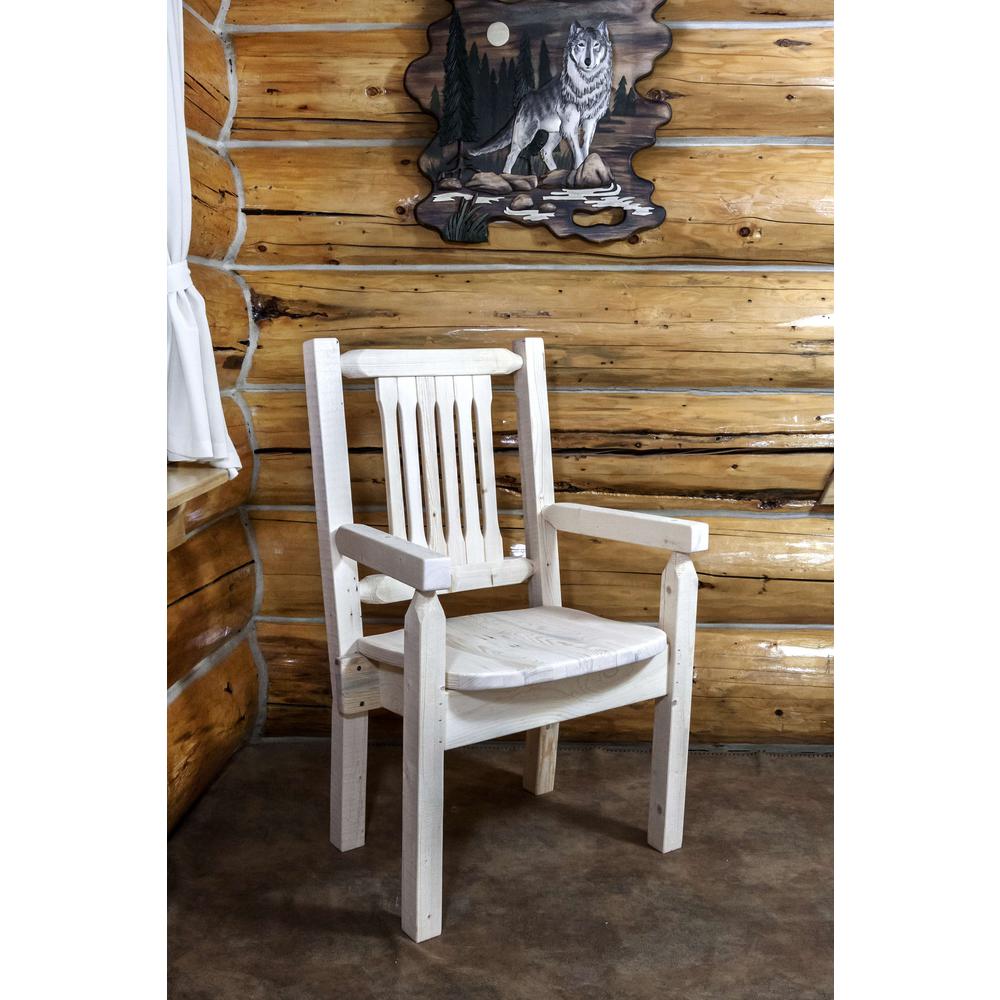 Homestead Collection Captain's Chair, Clear Lacquer Finish w/ Ergonomic Wooden Seat. Picture 3