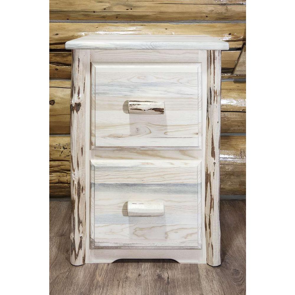 Montana Collection 2 Drawer File Cabinet, Clear Lacquer Finish. Picture 3