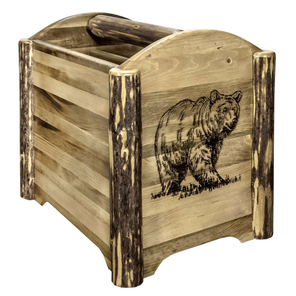 Glacier Country Collection Magazine Rack w/ Laser Engraved Bear Design. Picture 1