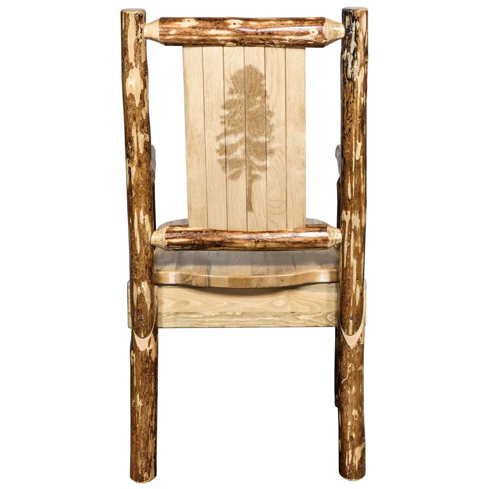 Glacier Country Collection Captain's Chair w/ Laser Engraved Pine Tree Design. Picture 2