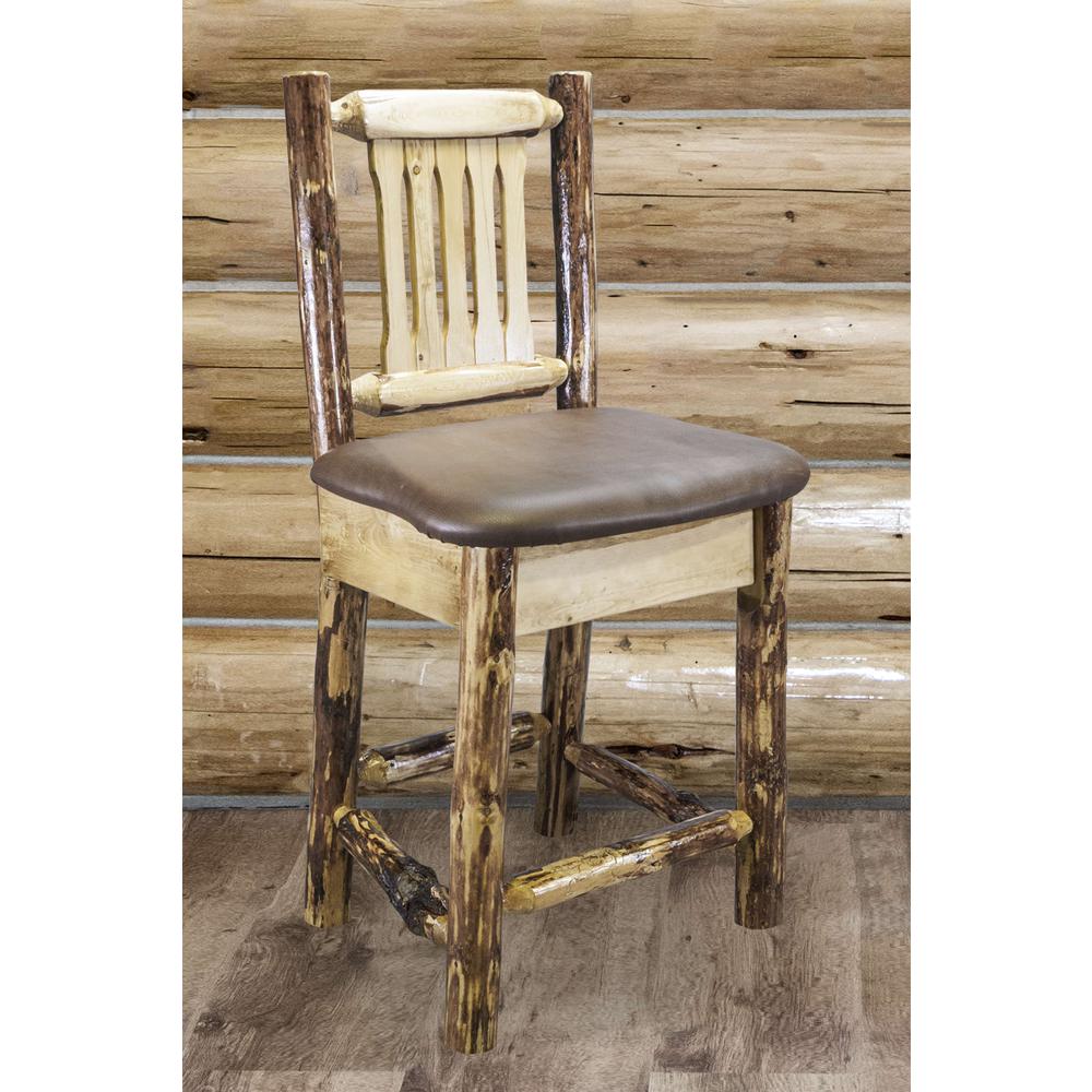 Glacier Country Collection Counter Height Barstool w/ Back - Saddle Upholstery. Picture 3