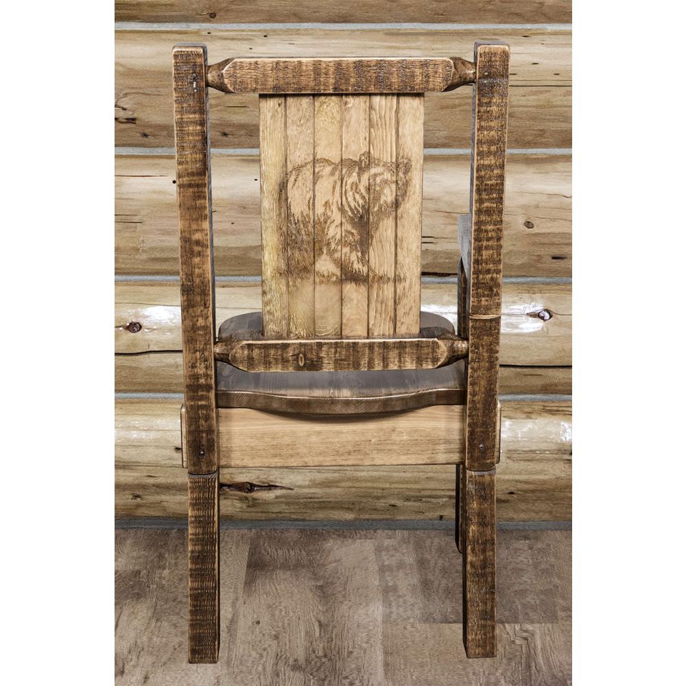 Homestead Collection Captain's Chair w/ Laser Engraved Bear Design, Stain & Lacquer Finish. Picture 7