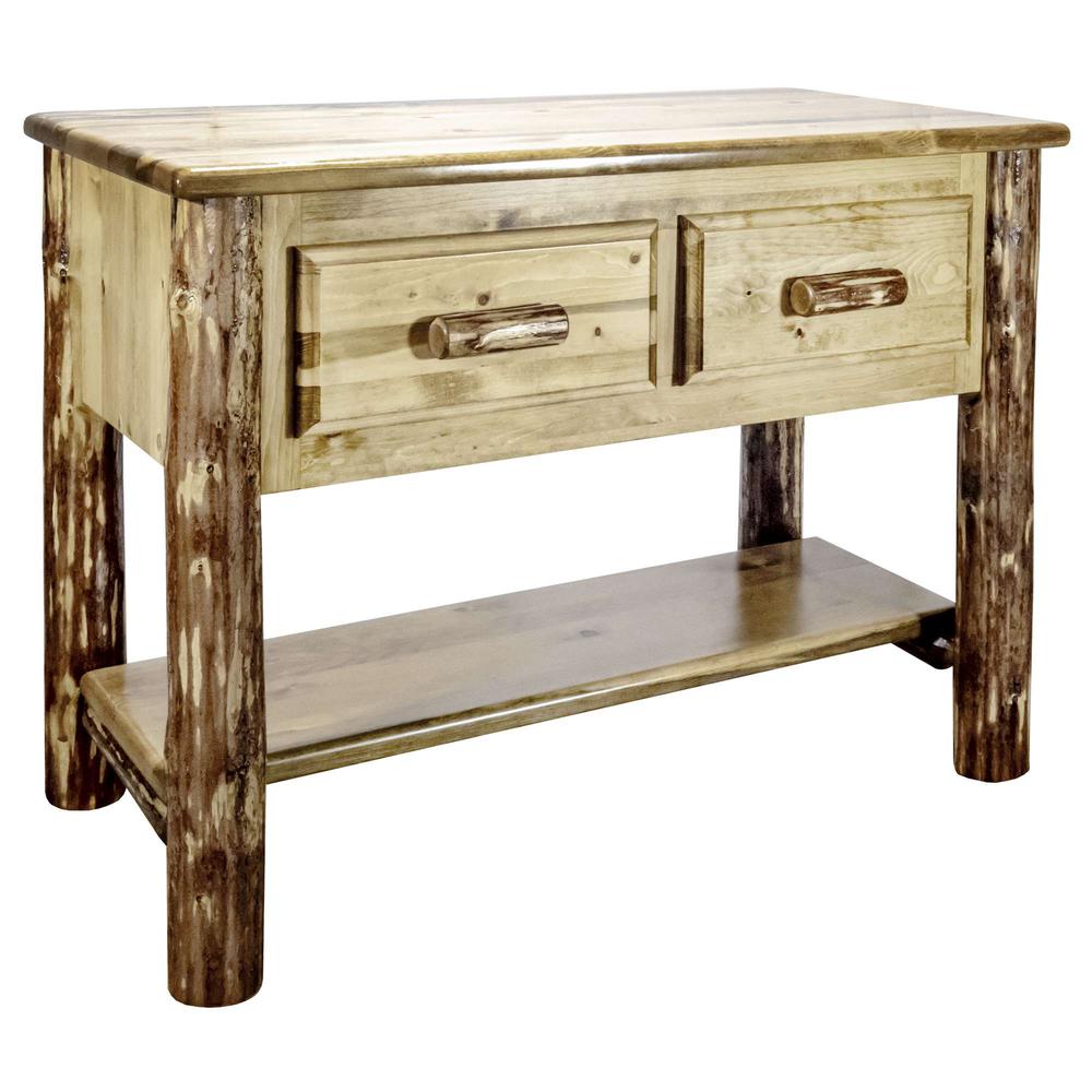 Glacier Country Collection Console Table w/ 2 Drawers. Picture 1