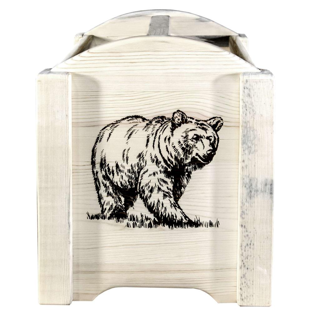 Homestead Collection Magazine Rack w/ Laser Engraved Bear Design, Ready to Finish. Picture 2