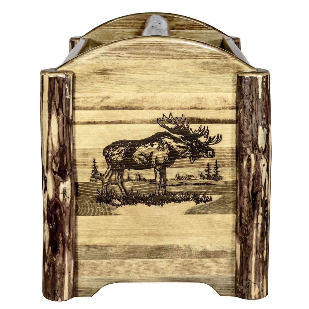 Glacier Country Collection Magazine Rack w/ Laser Engraved Moose Design. Picture 2