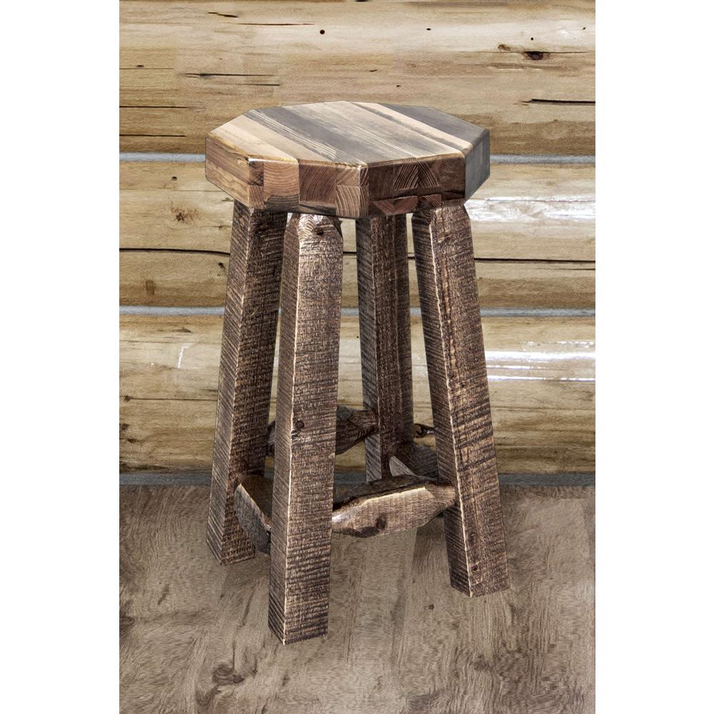 Homestead Collection Counter Height Backless Barstool, Stain & Lacquer Finish. Picture 3