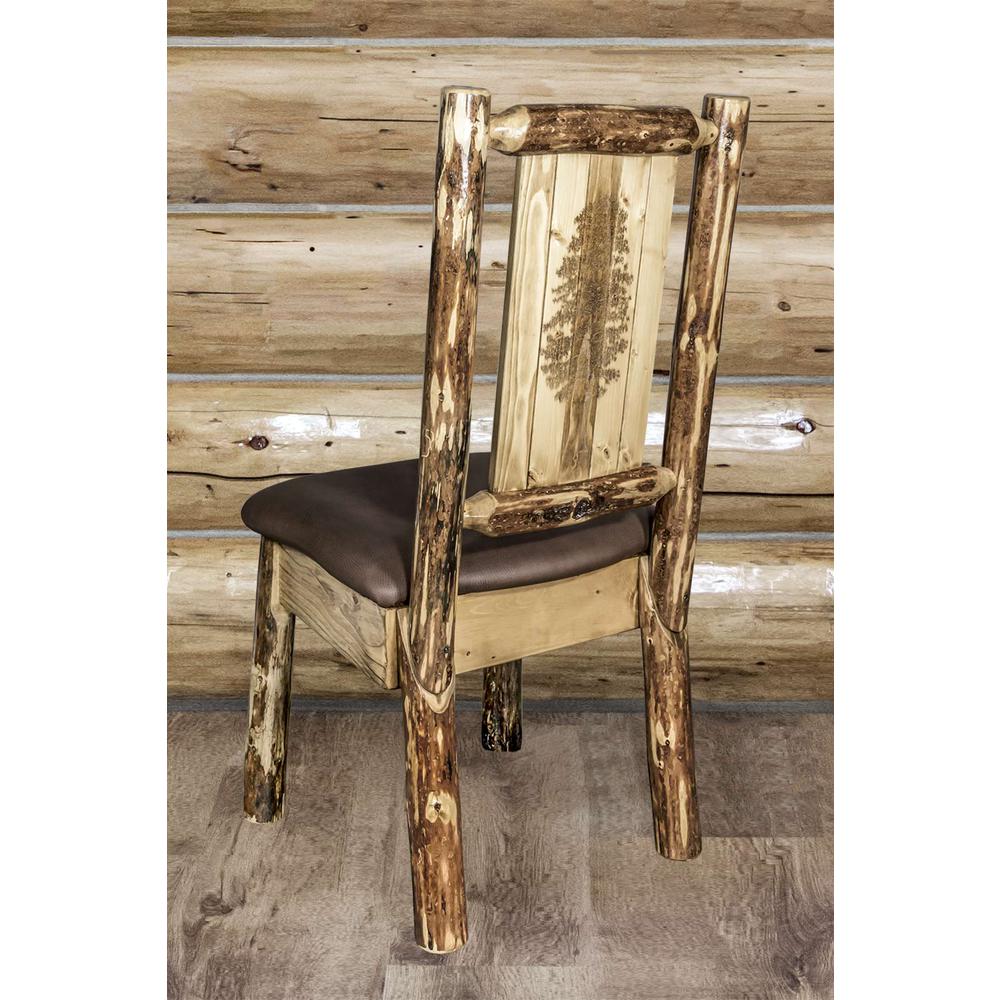 Glacier Country Collection Side Chair - Saddle Upholstery, w/ Laser Engraved Pine Tree Design. Picture 6