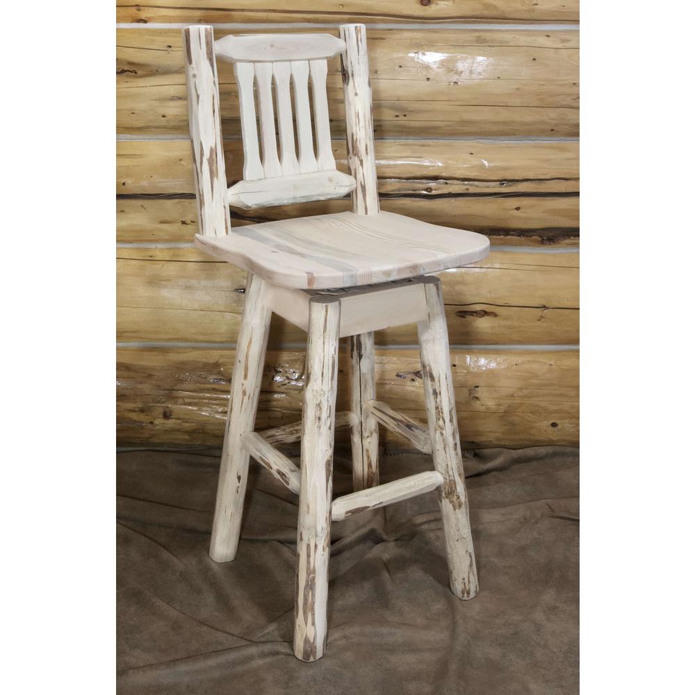 Montana Collection Barstool w/ Back & Swivel, Clear Lacquer Finish. Picture 3