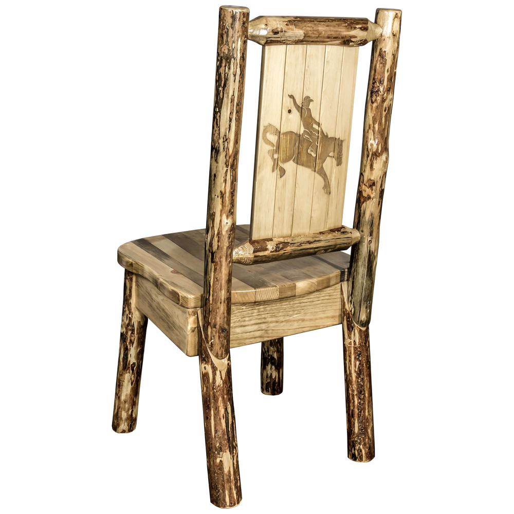 Glacier Country Collection Side Chair w/ Laser Engraved Bronc Design. Picture 1