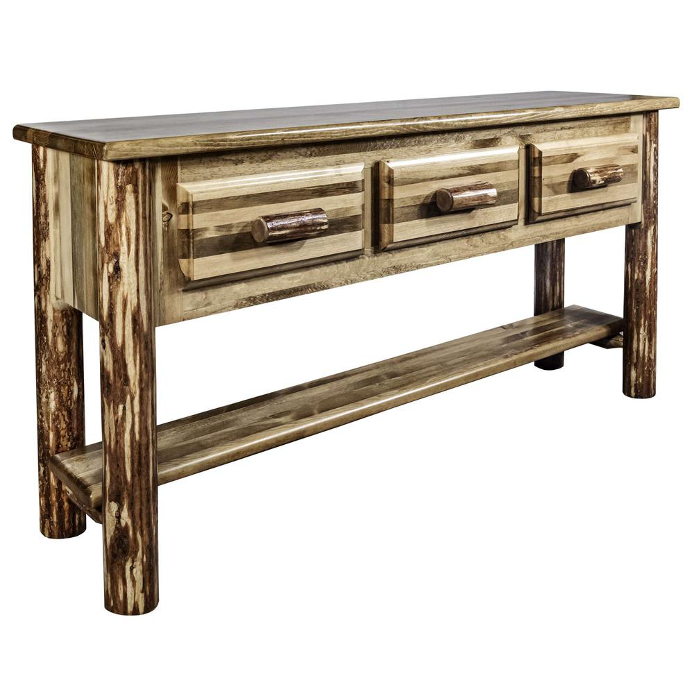 Glacier Country Collection Console Table w/ 3 Drawers. Picture 1