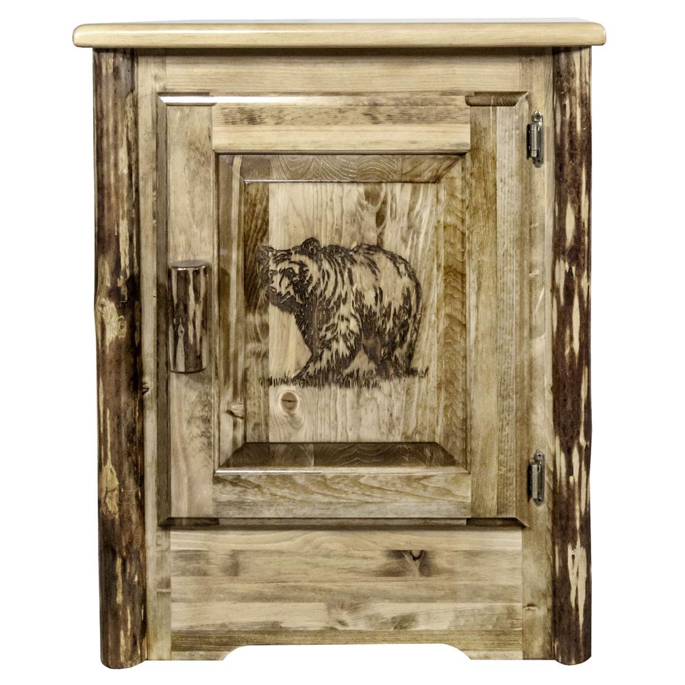 Glacier Country Collection Accent Cabinet w/ Laser Engraved Bear Design, Right Hinged. Picture 2