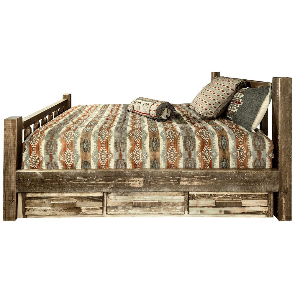 Homestead Collection Queen Bed w/ Storage, Stain & Lacquer Finish. Picture 4