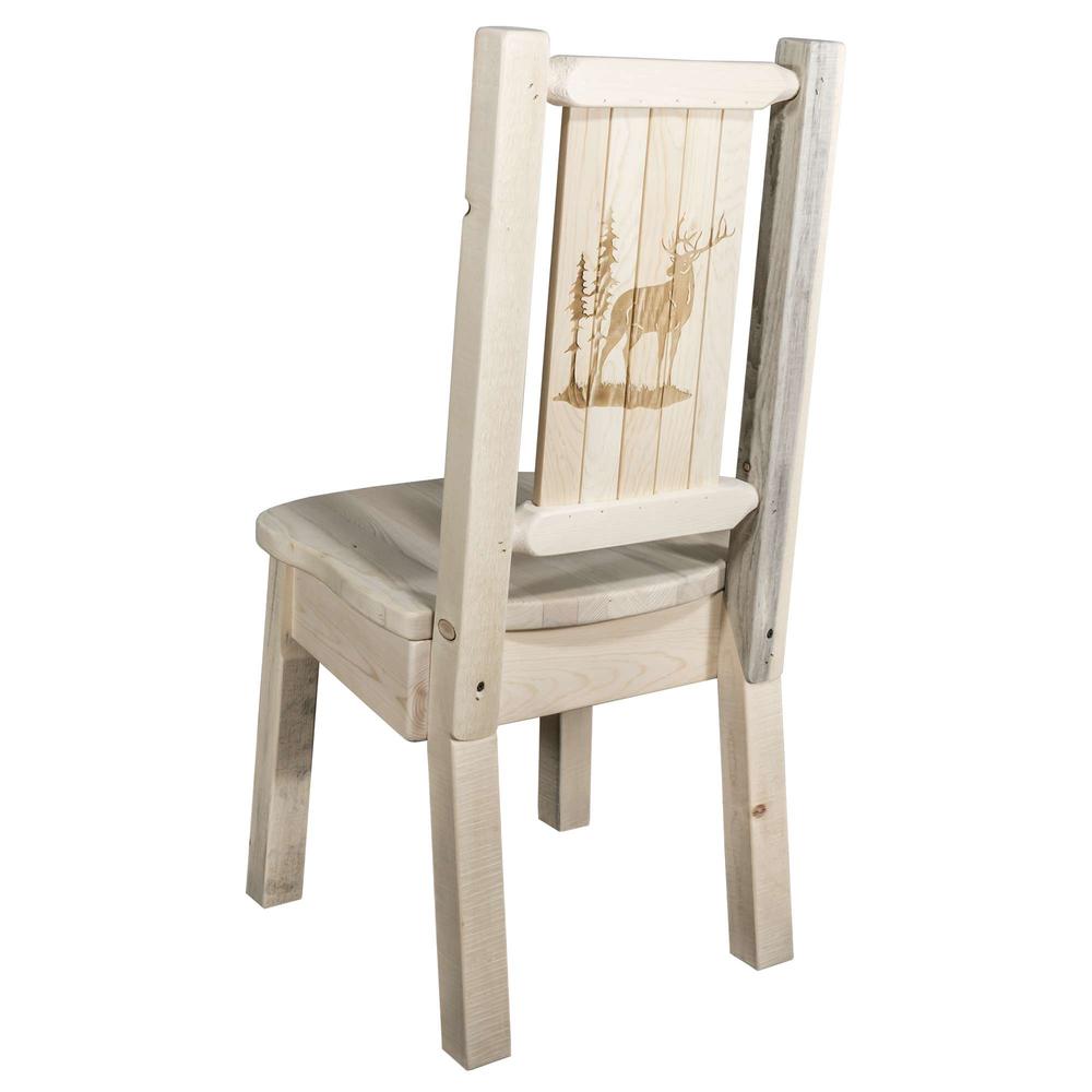 Homestead Collection Side Chair w/ Laser Engraved Elk Design, Clear Lacquer Finish. Picture 1