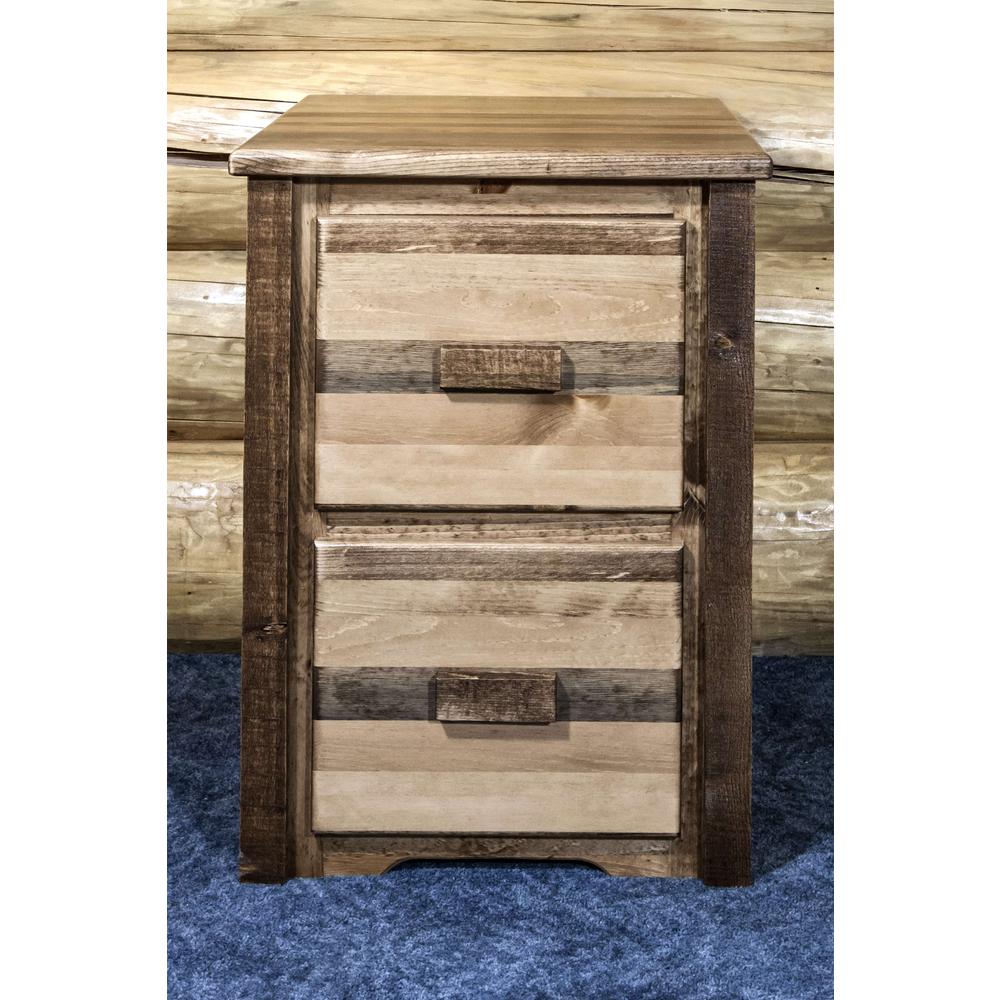 Homestead Collection 2 Drawer File Cabinet, Stain & Clear Lacquer Finish. Picture 4