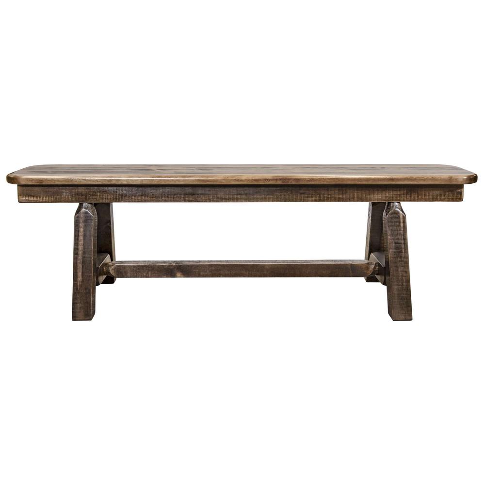 Homestead Collection Plank Style Bench, Stain & Clear Lacquer Finish, 5 Foot. Picture 2