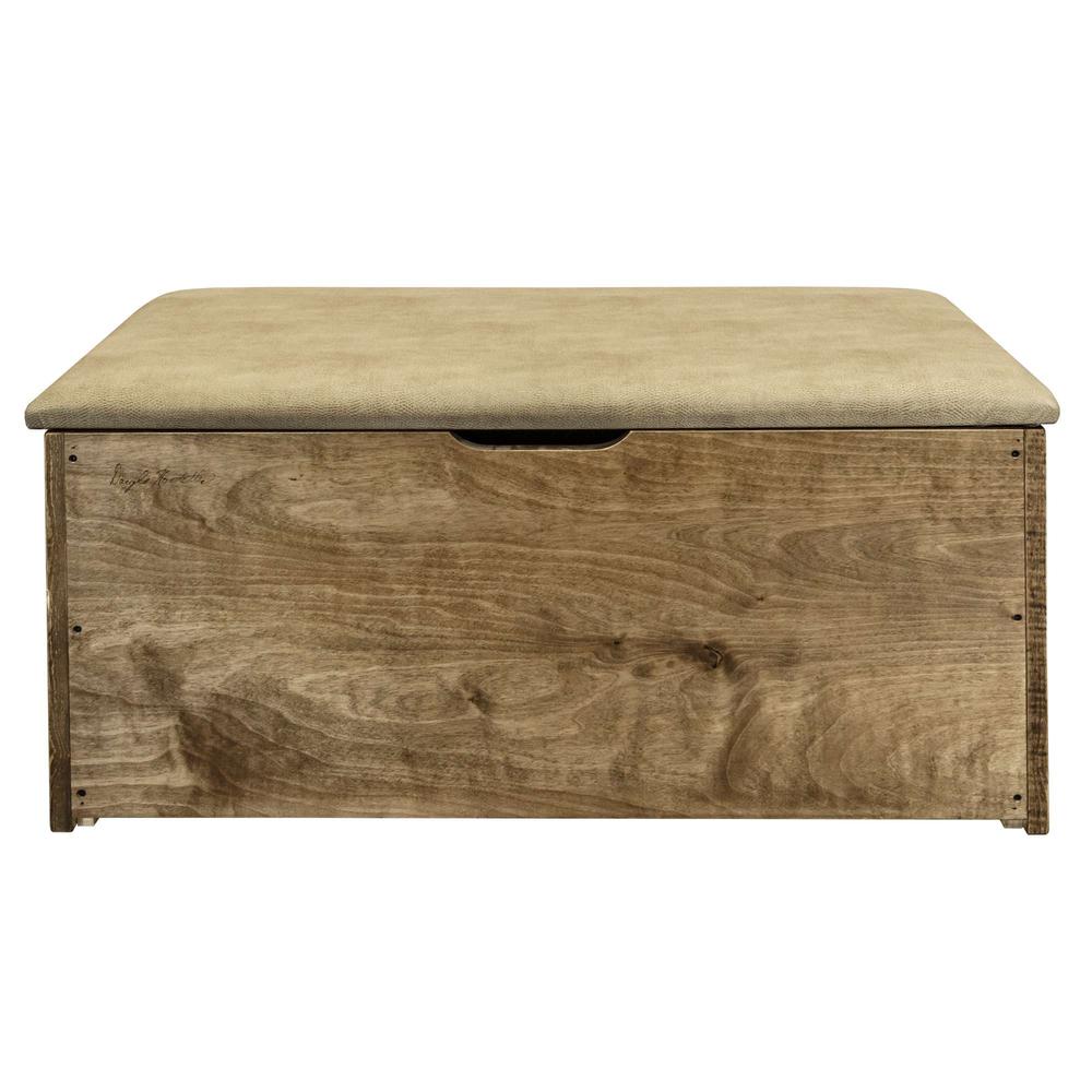 Homestead Collection Small Blanket Chest, Buckskin Upholstery, Stain & Lacquer Finish. Picture 6