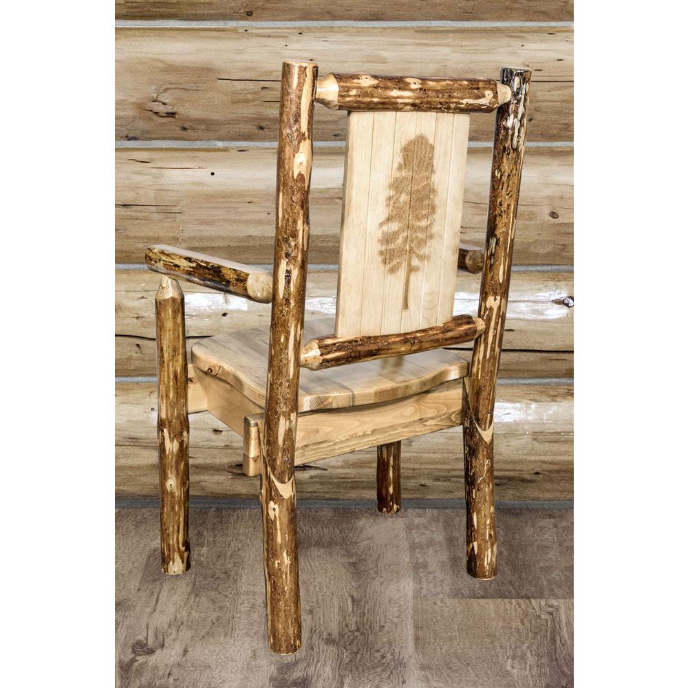 Glacier Country Collection Captain's Chair w/ Laser Engraved Pine Tree Design. Picture 6