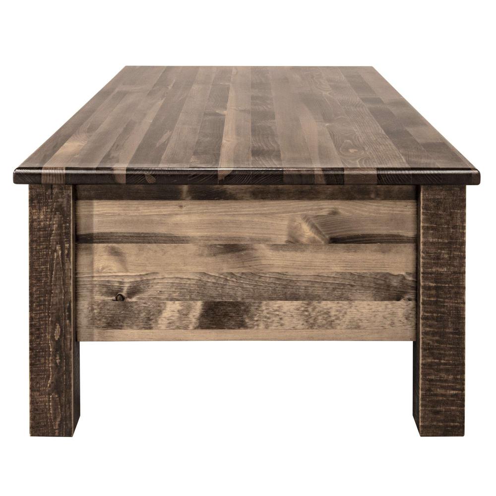 Homestead Collection Large Coffee Table w/ 6 Drawers, Stain & Clear Lacquer Finish. Picture 5