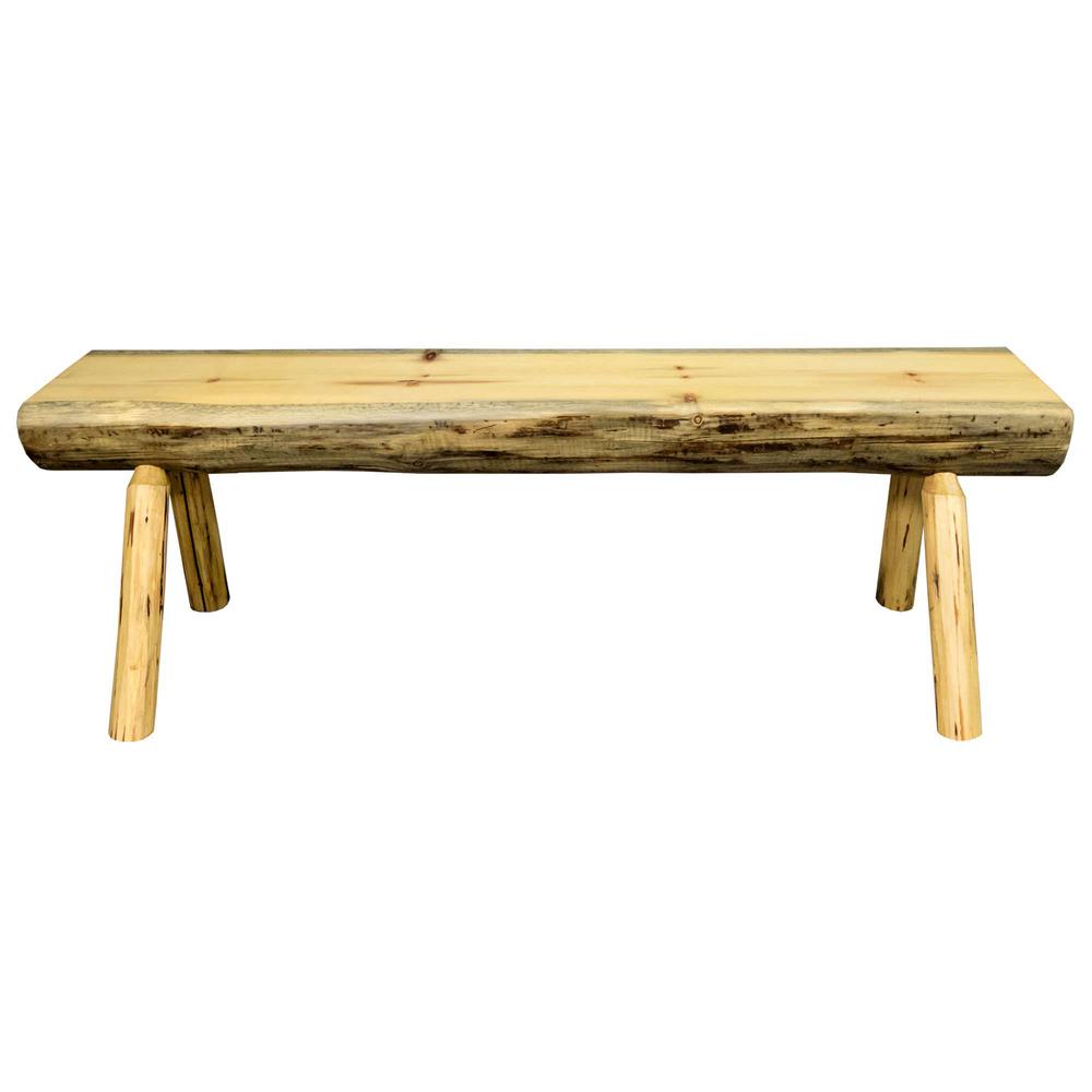 Montana Collection Half Log Bench, Exterior Finish, 4 Foot. Picture 2