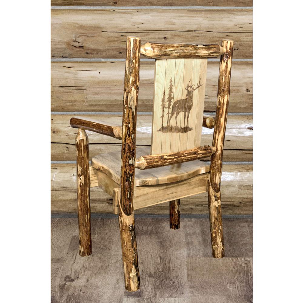 Glacier Country Collection Captain's Chair w/ Laser Engraved Elk Design. Picture 6