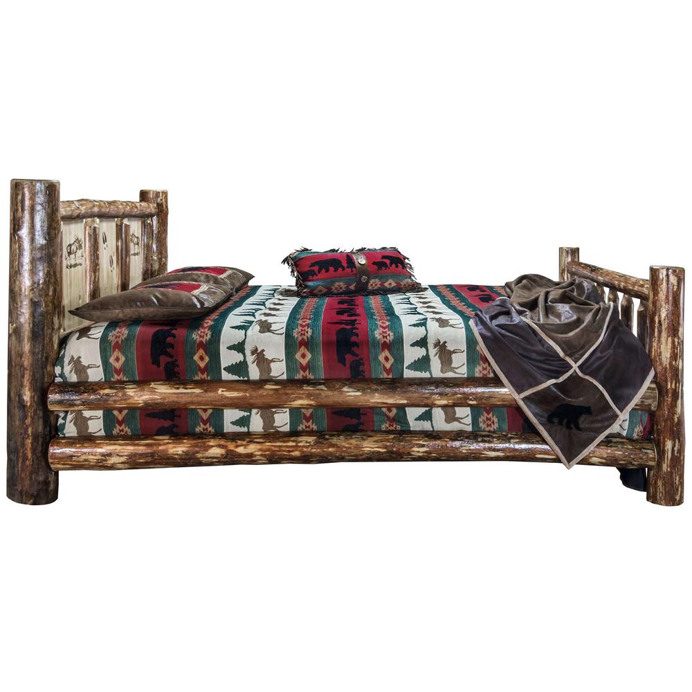 Glacier Country Collection King Bed w/ Laser Engraved Moose Design. Picture 4