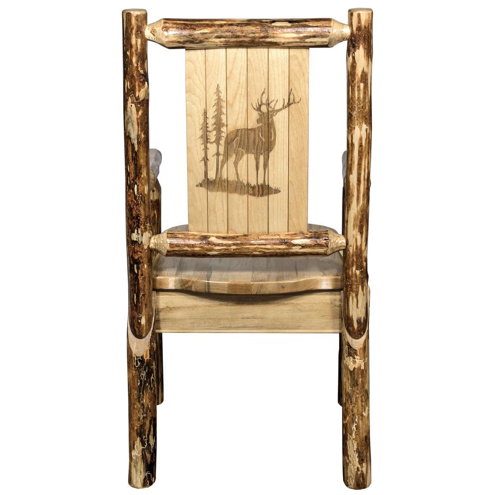 Glacier Country Collection Captain's Chair w/ Laser Engraved Elk Design. Picture 2