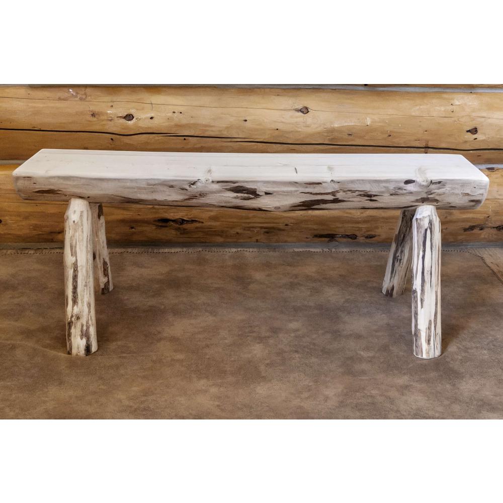 Montana Collection Half Log Bench, Clear Lacquer Finish, 4 Inch. Picture 3