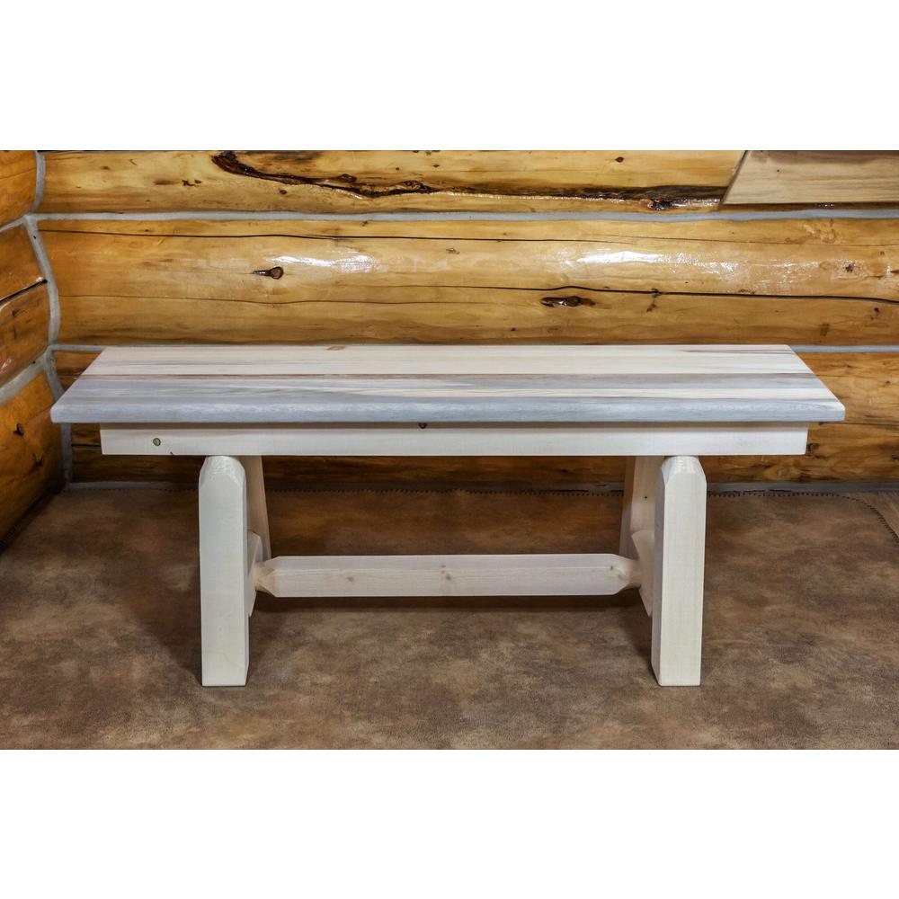 Homestead Collection Plank Style Bench, Clear Lacquer Finish, 45 Inch. Picture 5